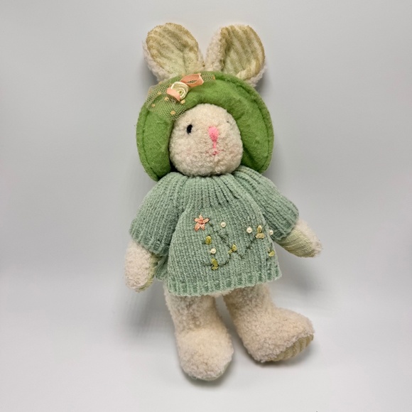 Accents & Occasions Other - Vintage Accents & Occasions Bunny Plush w/ Green Spring Sweater &‎ Hat